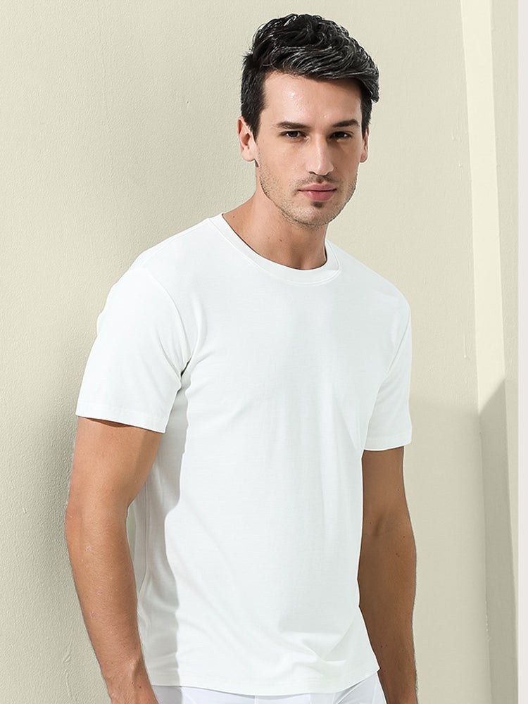Men's Double-Faced Modal Crewneck Base Layer Casual Ultra-Soft Tagless T-Shirt | dmunderwear