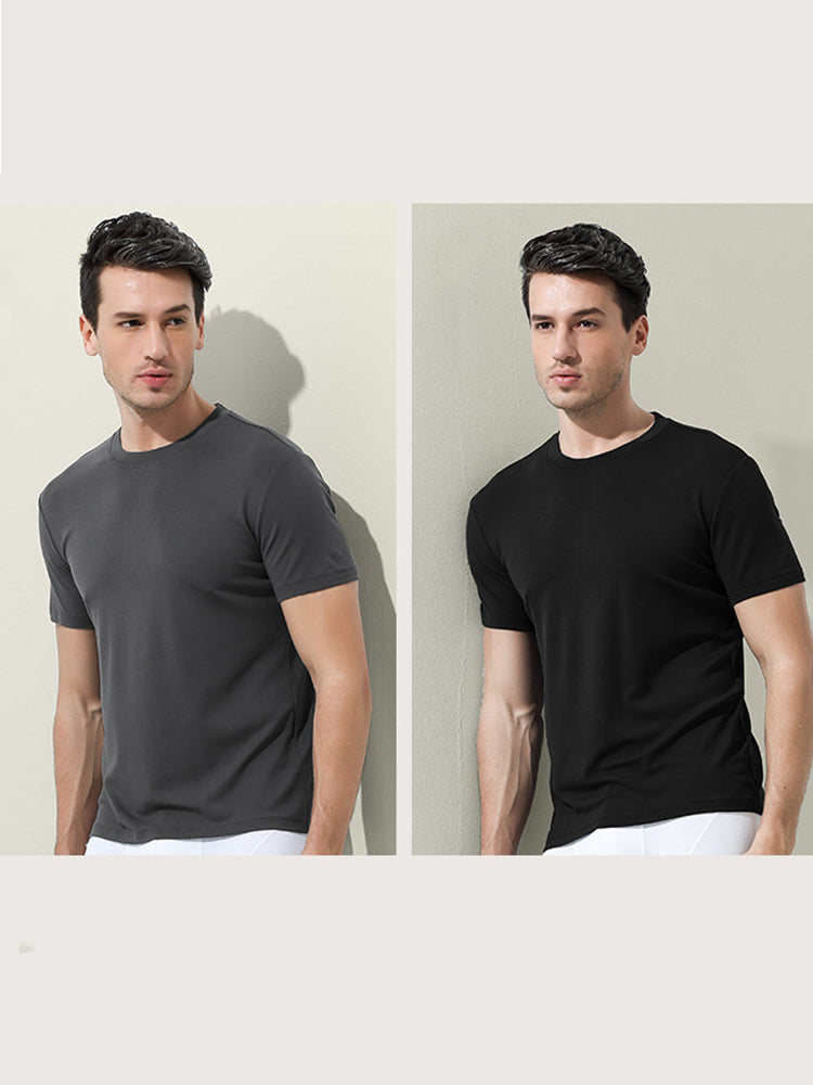 Men's Double-Faced Modal Crewneck Base Layer Casual Ultra-Soft Tagless T-Shirt | dmunderwear detail image 10