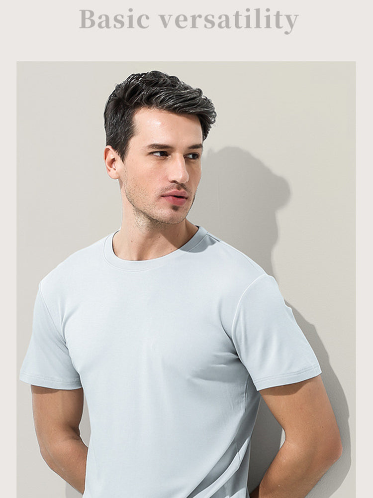Men's Double-Faced Modal Crewneck Base Layer Casual Ultra-Soft Tagless T-Shirt | dmunderwear detail image 11