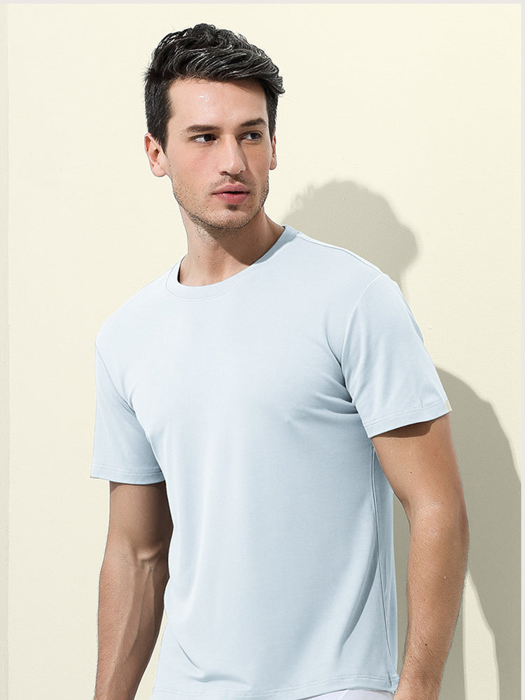 Men's Double-Faced Modal Crewneck Base Layer Casual Ultra-Soft Tagless T-Shirt | dmunderwear detail image 13