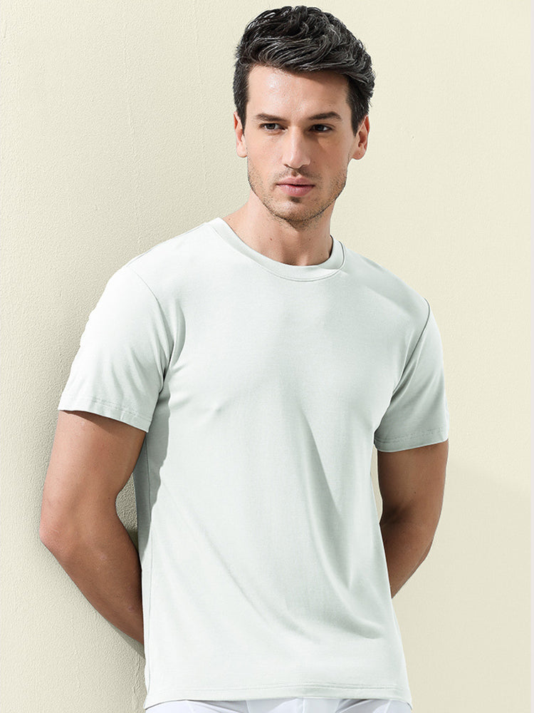 Men's Double-Faced Modal Crewneck Base Layer Casual Ultra-Soft Tagless T-Shirt | dmunderwear detail image 14