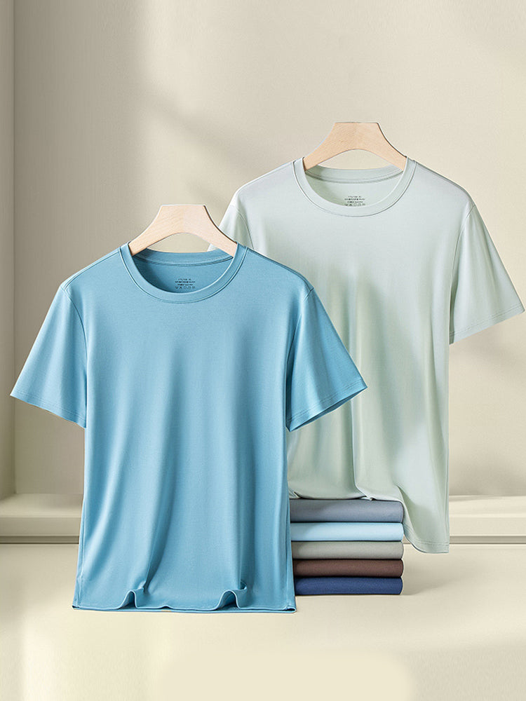 Men's Double-Faced Modal Crewneck Base Layer Casual Ultra-Soft Tagless T-Shirt | dmunderwear detail image 19