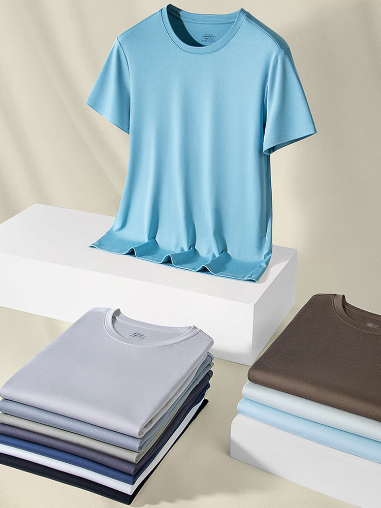 Men's Double-Faced Modal Crewneck Base Layer Casual Ultra-Soft Tagless T-Shirt | dmunderwear detail image 20
