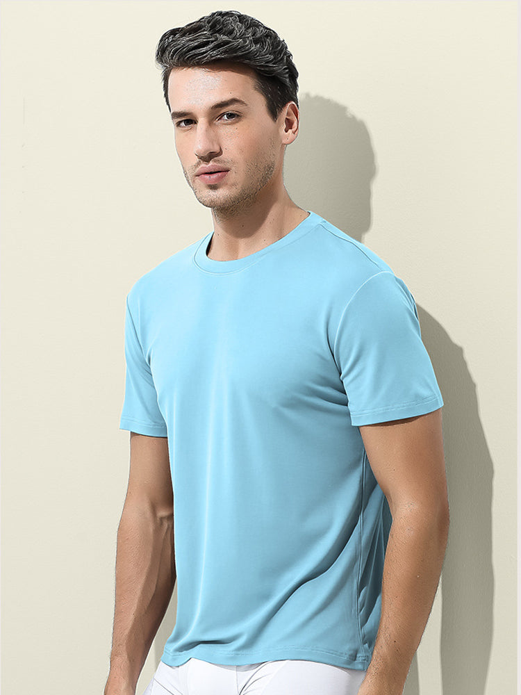 Men's Double-Faced Modal Crewneck Base Layer Casual Ultra-Soft Tagless T-Shirt | dmunderwear detail image 3