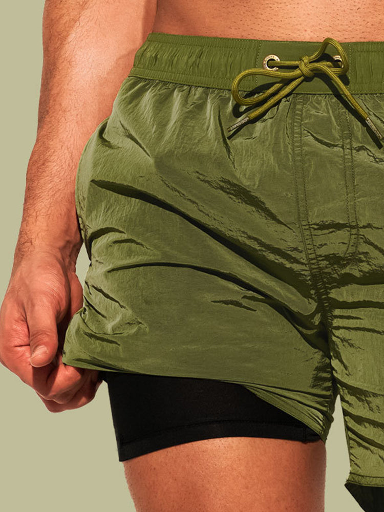 Men's Double-Layer Loose Board Shorts | dmunderwear detail image 10