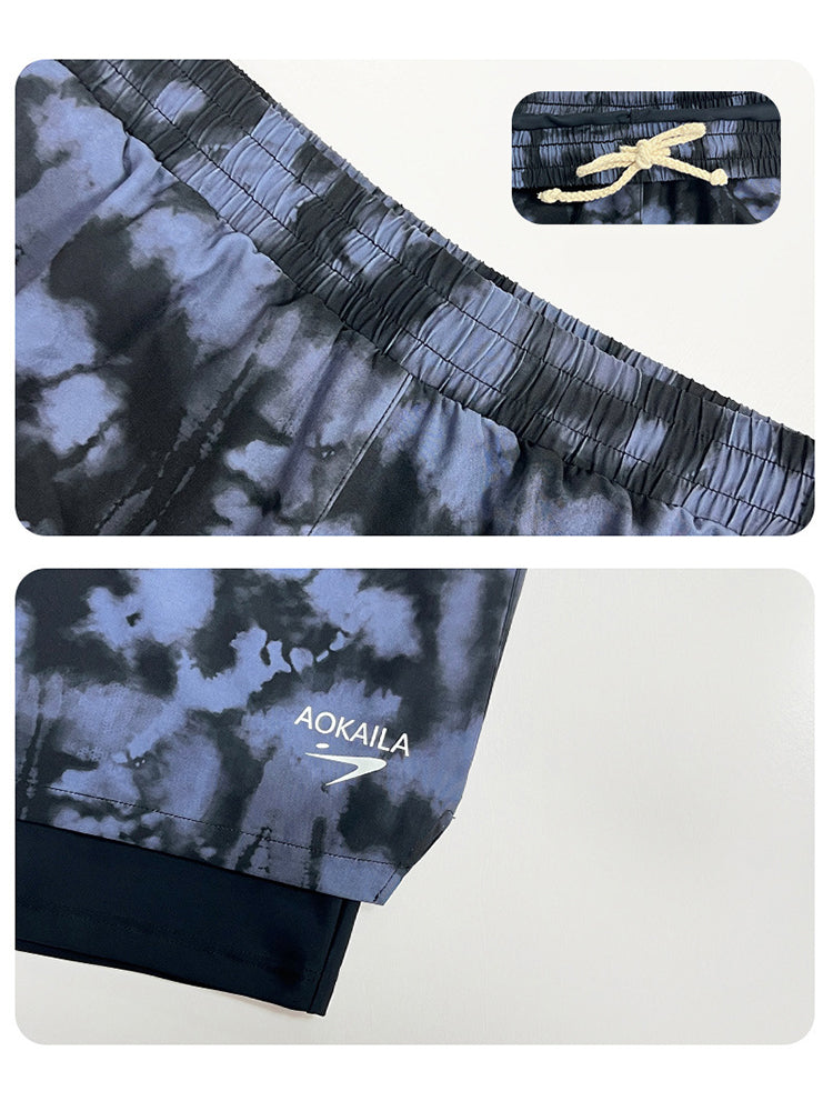 Men's Double-Layered Quick-Dry Fabric Sporty Cut Board Shorts | dmunderwear detail image 8