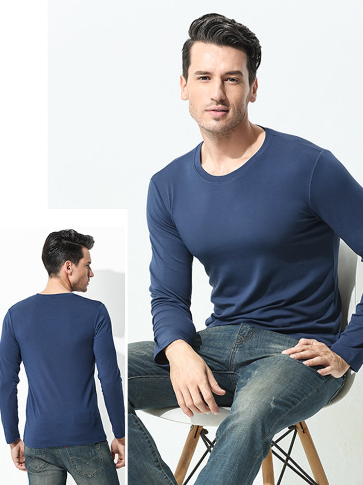 Men's Double-sided Modal Long-sleeved Solid Color T-shirt | dmunderwear