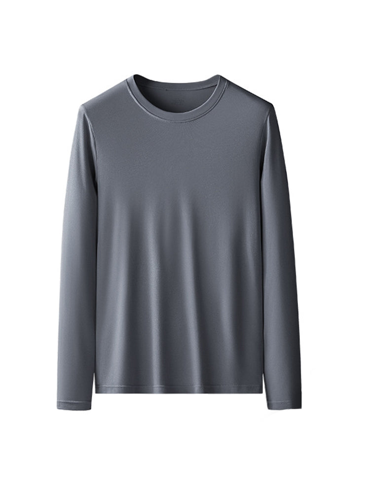 Men's Double-sided Modal Long-sleeved Solid Color T-shirt | dmunderwear detail image 12