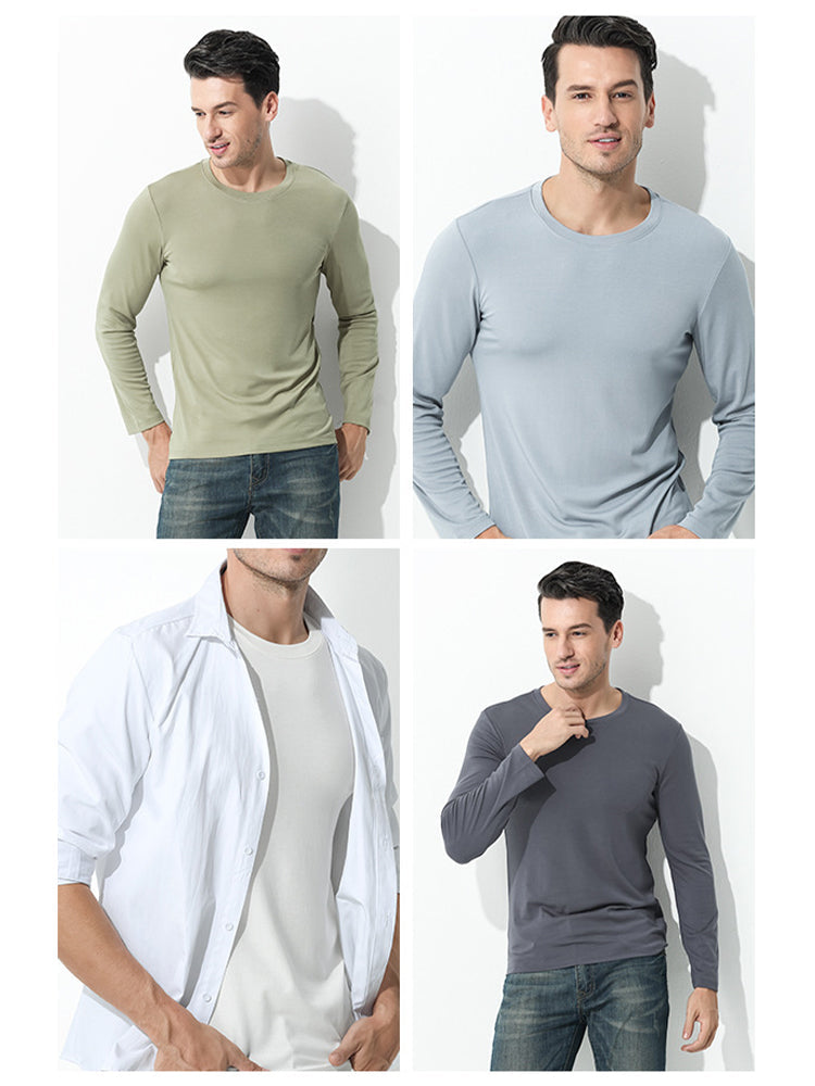 Men's Double-sided Modal Long-sleeved Solid Color T-shirt | dmunderwear detail image 13