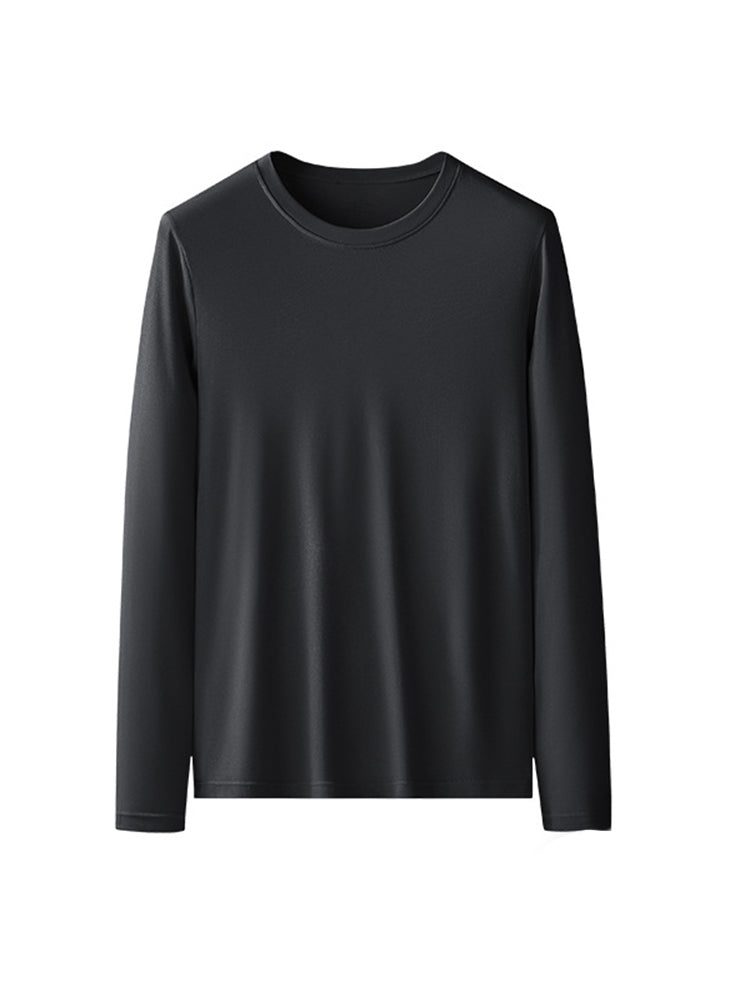 Men's Double-sided Modal Long-sleeved Solid Color T-shirt | dmunderwear detail image 7
