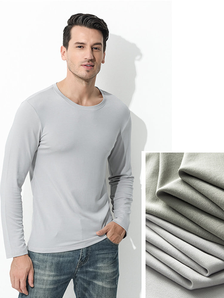 Men's Double-sided Modal Long-sleeved Solid Color T-shirt | dmunderwear detail image 8
