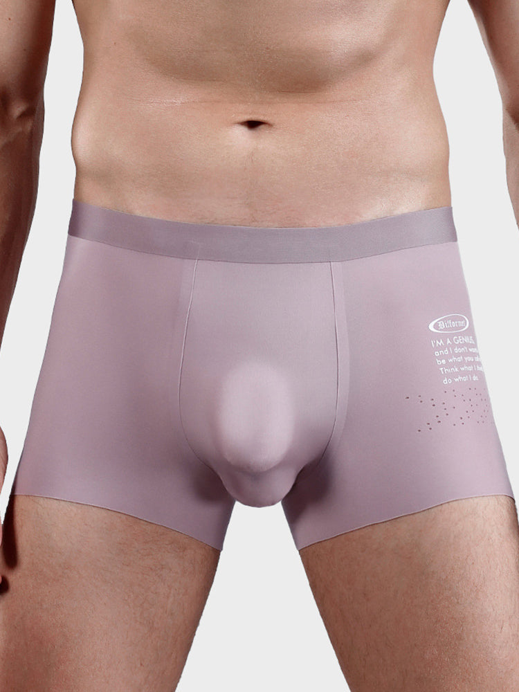 Men's Dual-Raised Support Seamless Solid Color Trunks | dmunderwear detail image 11