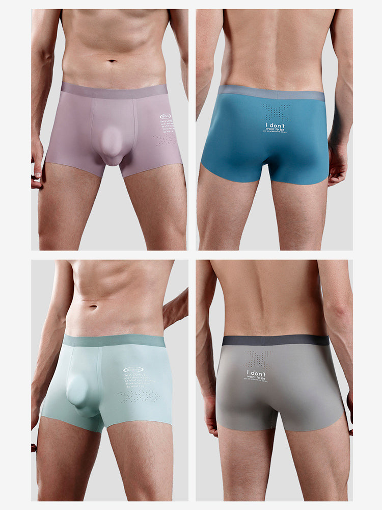 Men's Dual-Raised Support Seamless Solid Color Trunks | dmunderwear detail image 13