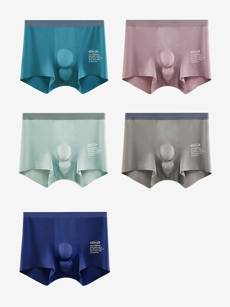 Men's Dual-Raised Support Seamless Solid Color Trunks | dmunderwear detail image 16
