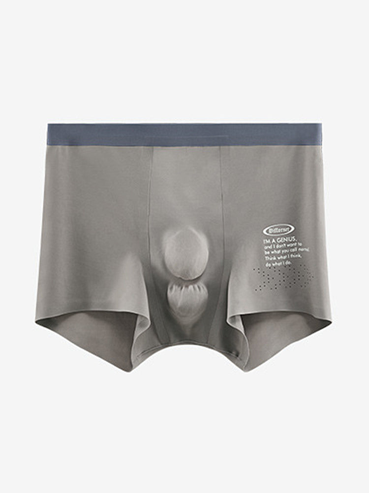 Men's Dual-Raised Support Seamless Solid Color Trunks | dmunderwear detail image 2
