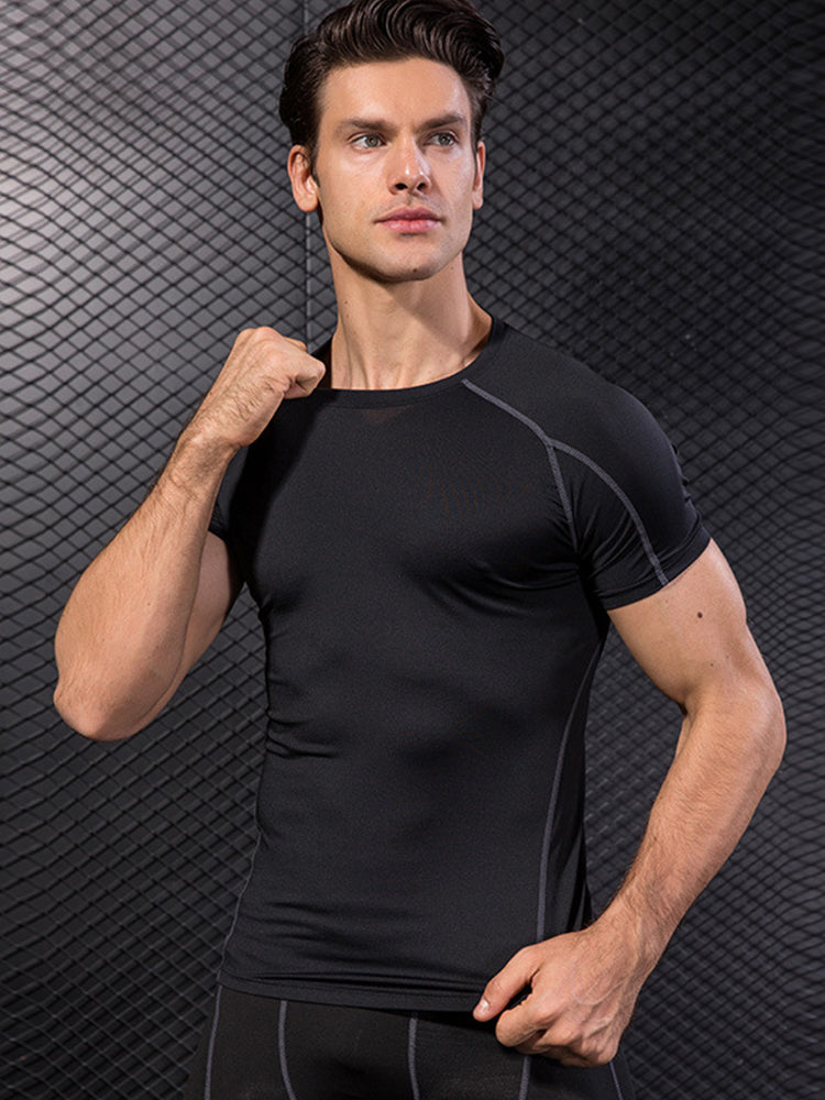 Men's Full Coverage Mesh Panel Quick-Dry Fabric Odor-Control Tops & Tights | dmunderwear