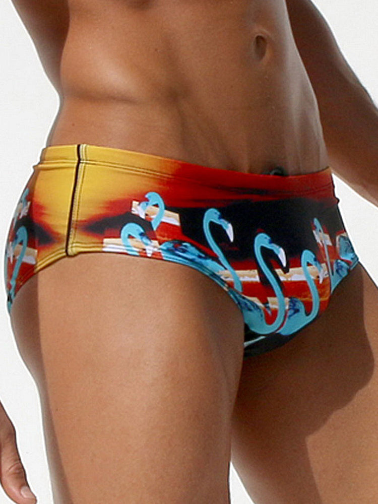 Men's Full-Coverage Second-Skin Feel Beach Vibes Swim Briefs | dmunderwear detail image 8