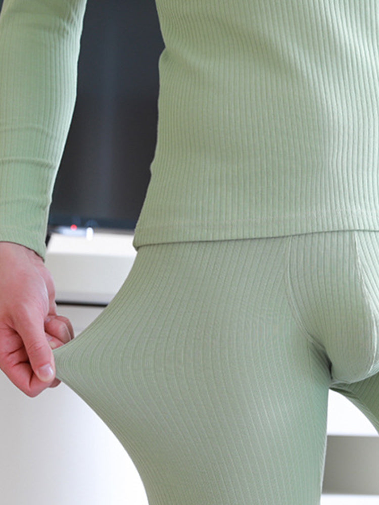 Men's Full Coverage Solid Color Ultra-Soft Cotton Comfortable Smooth Thermal Sets | dmunderwear detail image 5