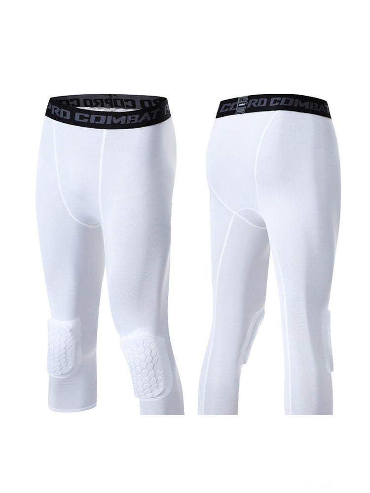 Men's High-Elasticity Impact Protection Hex Knee Guard Activewear Tights | dmunderwear detail image 4