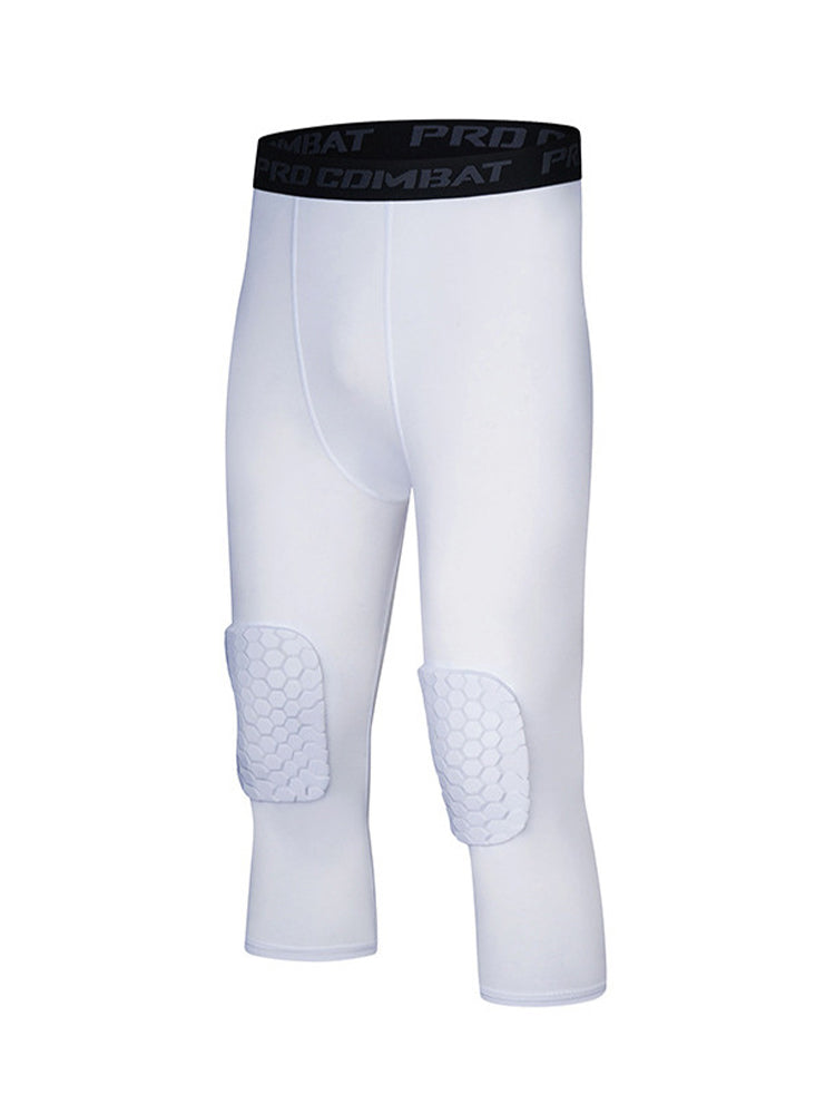Men's High-Elasticity Impact Protection Hex Knee Guard Activewear Tights | dmunderwear detail image 5