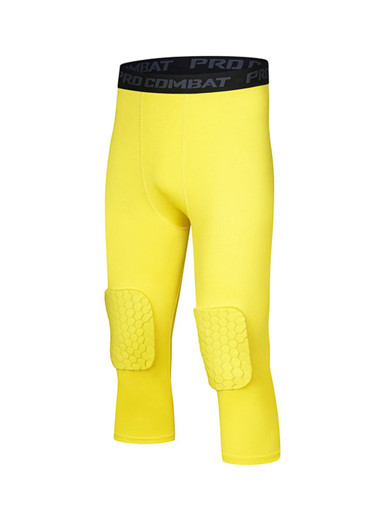Men's High-Elasticity Impact Protection Hex Knee Guard Activewear Tights | dmunderwear detail image 6