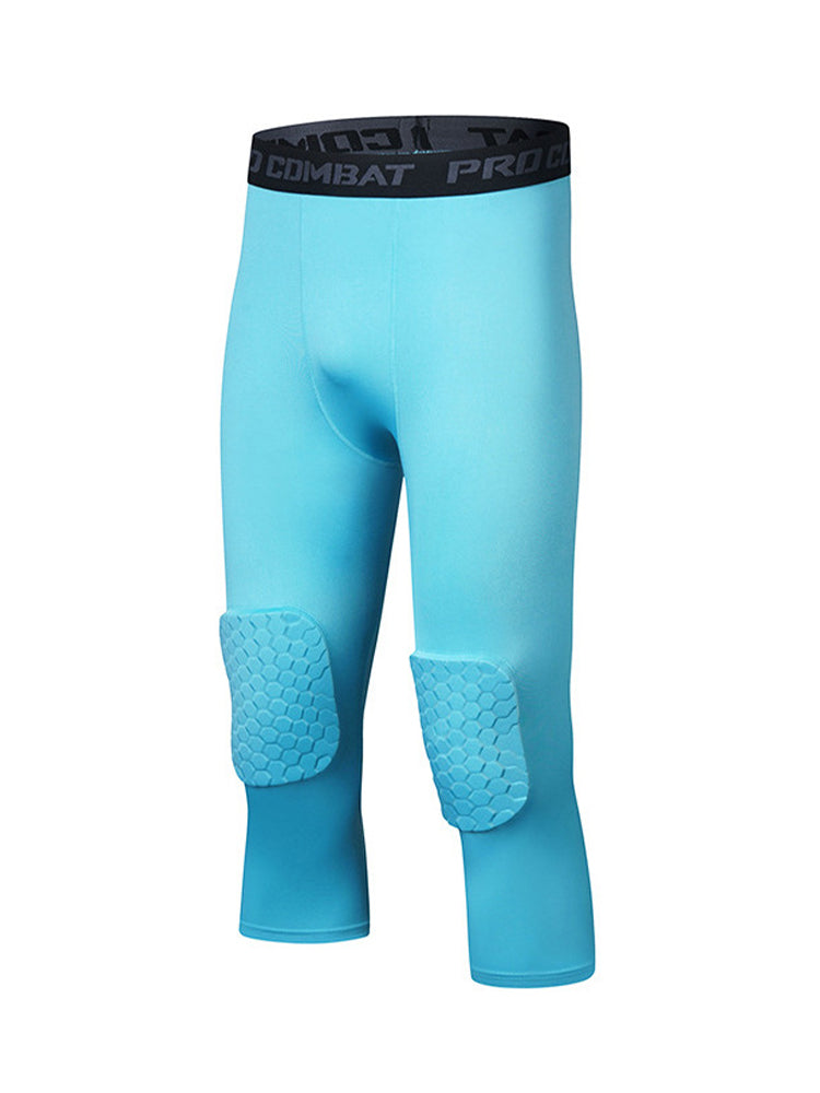 Men's High-Elasticity Impact Protection Hex Knee Guard Activewear Tights | dmunderwear detail image 7