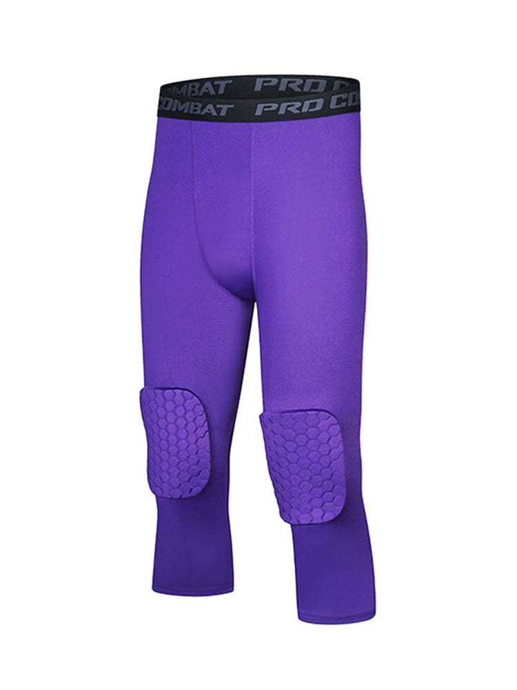 Men's High-Elasticity Impact Protection Hex Knee Guard Activewear Tights | dmunderwear detail image 8