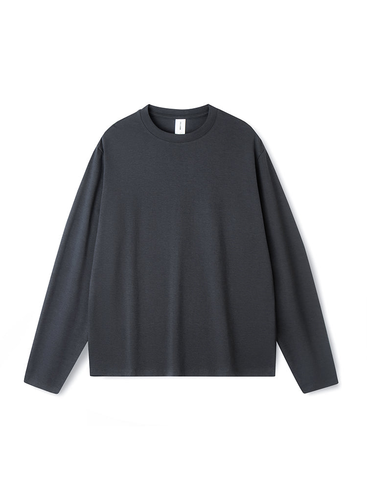 Men's High-Quality Long Sleeve Oversized & Skin-Friendly Solid Color Loungewear Tops | dmunderwear detail image 9