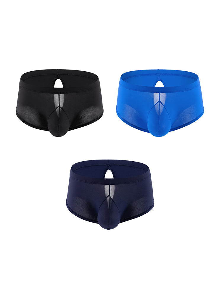 3 Pack Men's High Stretch Sexy Quick-Dry Stay-Put Fit Sporty Cut Solid Color Trunks | dmunderwear detail image 2