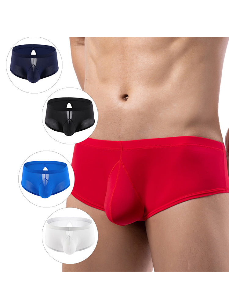 3 Pack Men's High Stretch Sexy Quick-Dry Stay-Put Fit Sporty Cut Solid Color Trunks | dmunderwear detail image 3