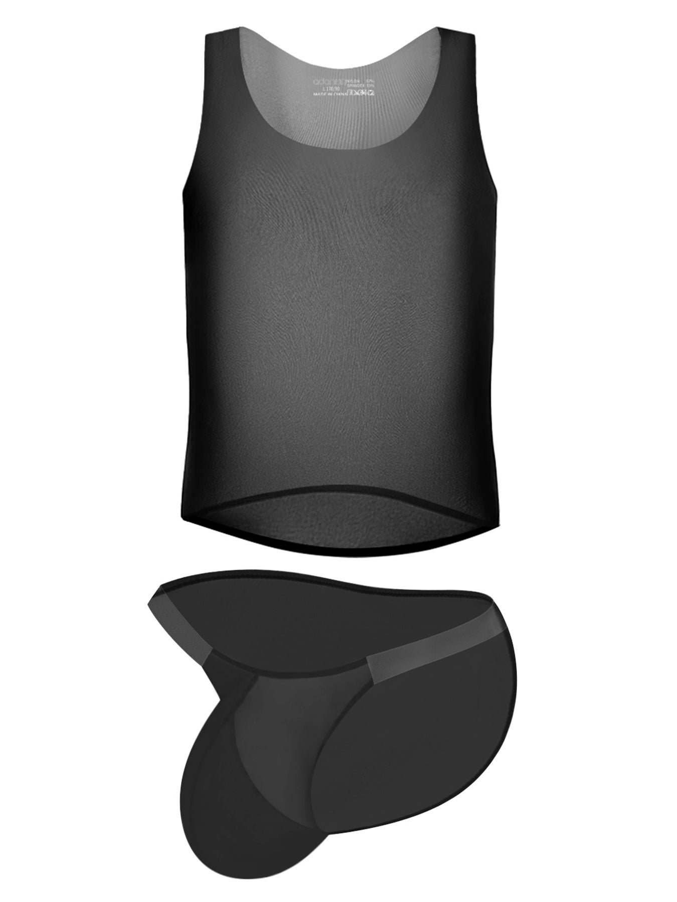 Men's High Stretch Solid-colored Ice Silk Vest & Briefs | dmunderwear