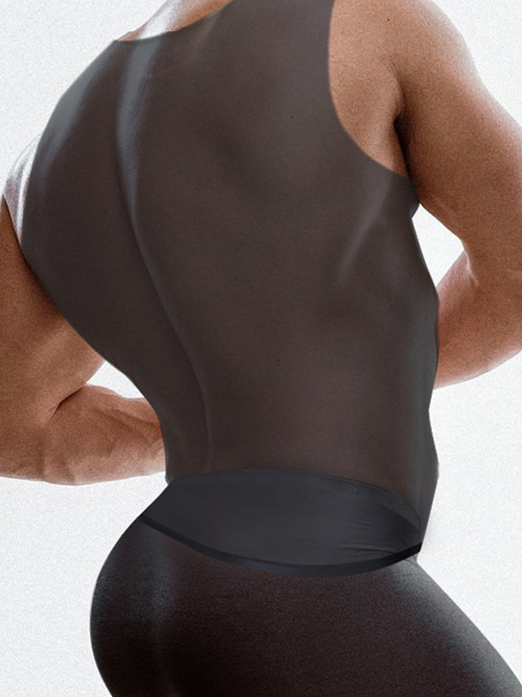 Men's High Stretch Solid-colored Ice Silk Vest & Briefs | dmunderwear detail image 15