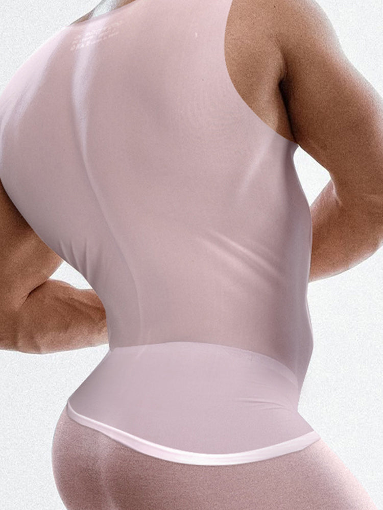 Men's High Stretch Solid-colored Ice Silk Vest & Briefs | dmunderwear detail image 20