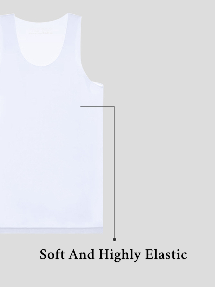 Men's High Stretch Solid-colored Ice Silk Vest & Briefs | dmunderwear detail image 6