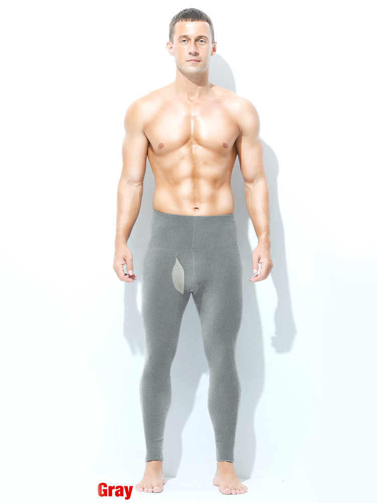 Men's High Waist Plus Fleece Cotton Warm Pants with with Fly | dmunderwear