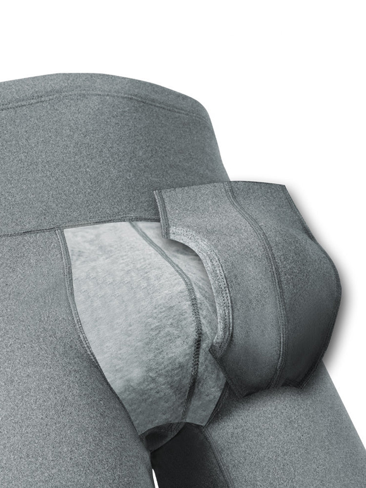 Men's High Waist Plus Fleece Cotton Warm Pants with with Fly | dmunderwear detail image 10