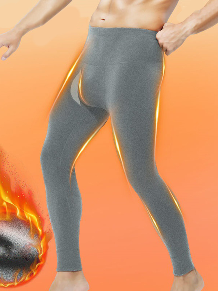 Men's High Waist Plus Fleece Cotton Warm Pants with with Fly | dmunderwear detail image 12