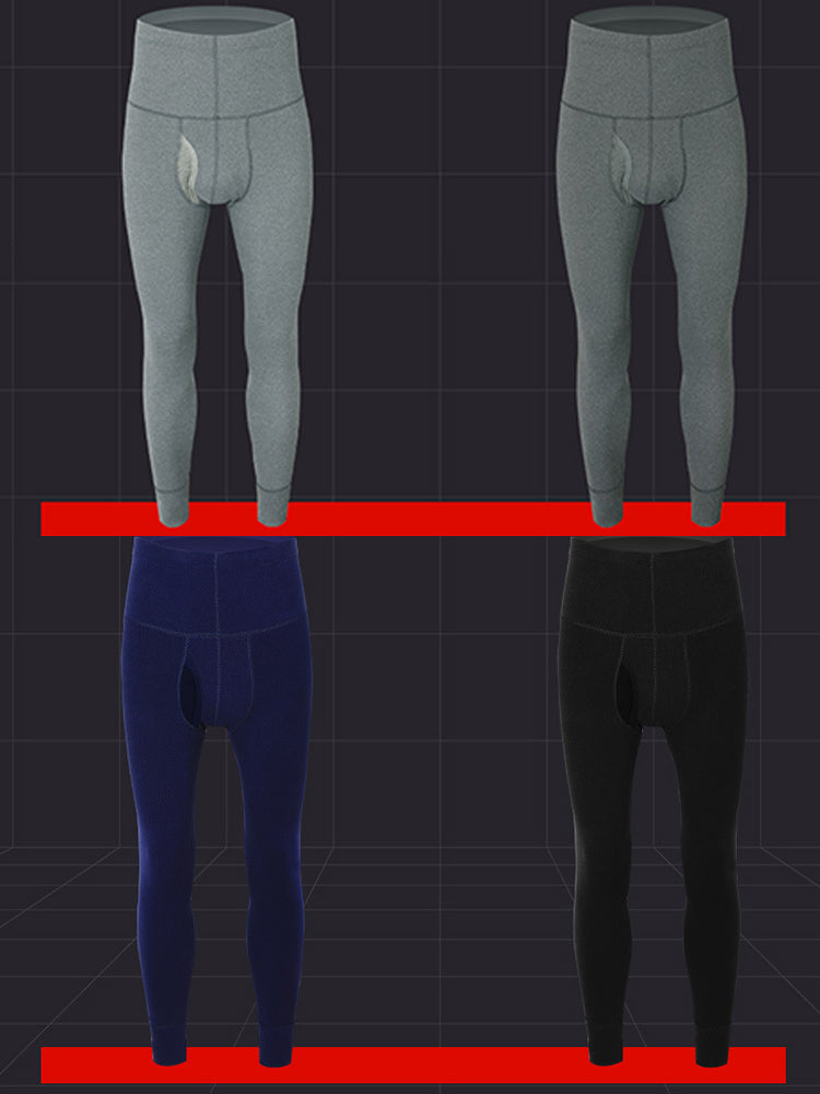 Men's High Waist Plus Fleece Cotton Warm Pants with with Fly | dmunderwear detail image 13