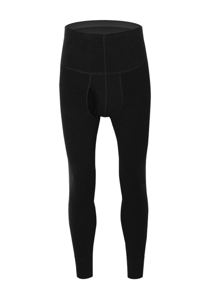 Men's High Waist Plus Fleece Cotton Warm Pants with with Fly | dmunderwear detail image 2