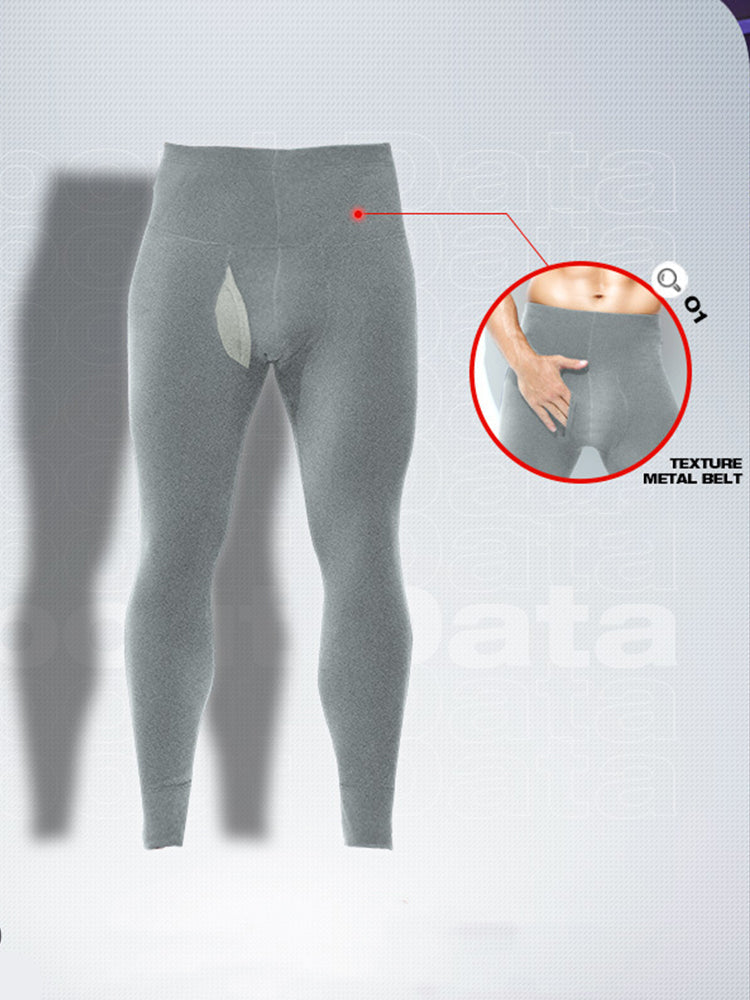 Men's High Waist Plus Fleece Cotton Warm Pants with with Fly | dmunderwear detail image 6