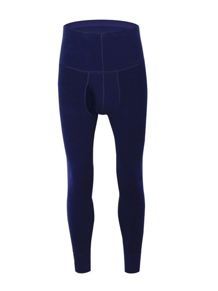 Men's High Waist Plus Fleece Cotton Warm Pants with with Fly | dmunderwear detail image 8