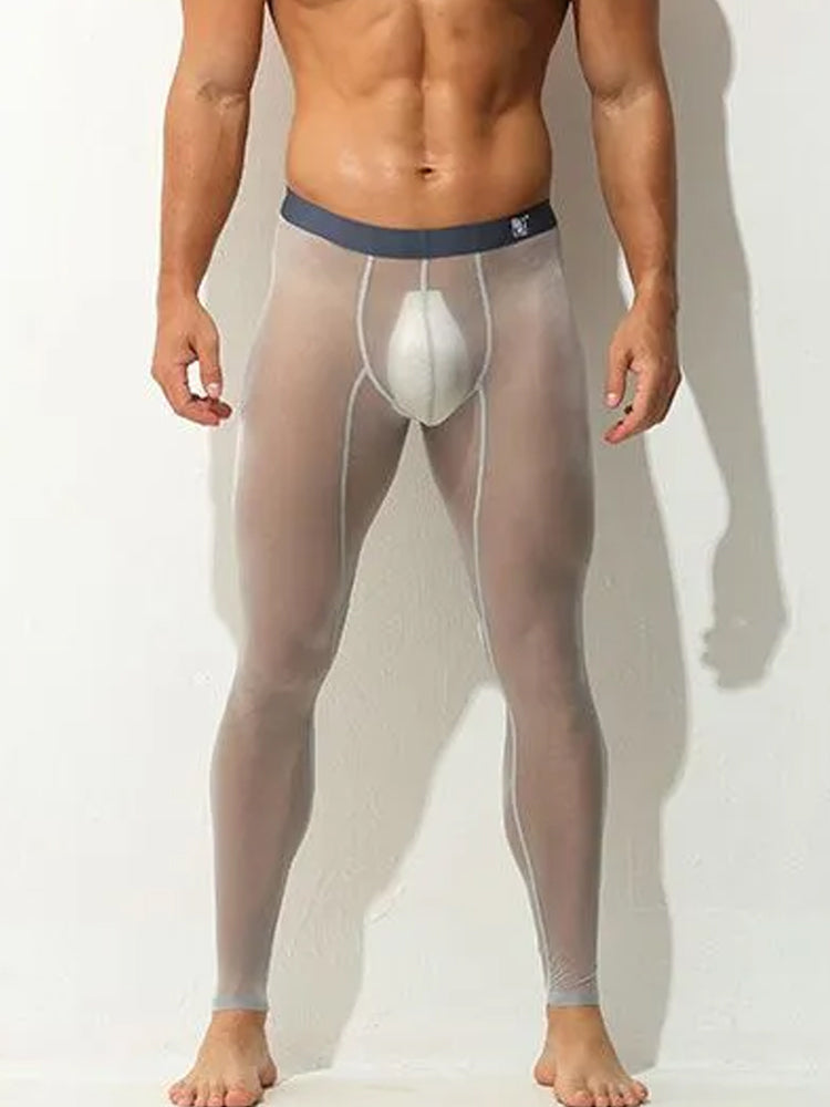 Men's Ice Silk Full Transparent Sexy Fitness Pants Sports Tights | dmunderwear detail image 15