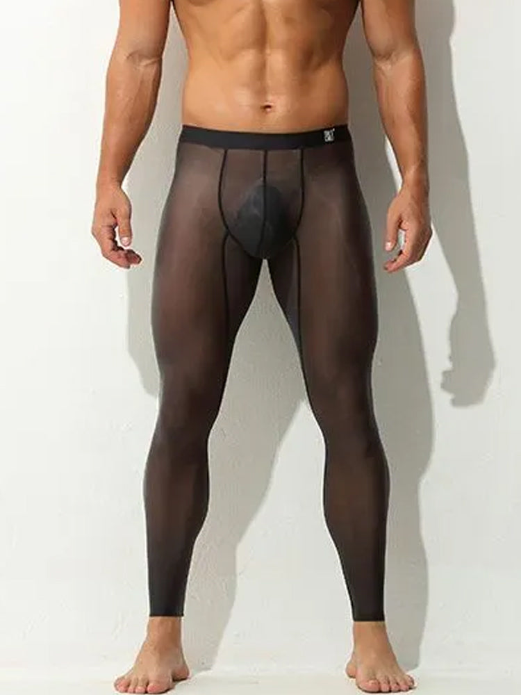 Men's Ice Silk Full Transparent Sexy Fitness Pants Sports Tights | dmunderwear detail image 2