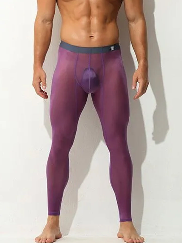 Men's Ice Silk Full Transparent Sexy Fitness Pants Sports Tights | dmunderwear detail image 20