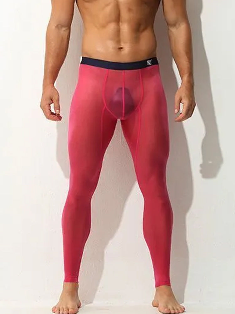 Men's Ice Silk Full Transparent Sexy Fitness Pants Sports Tights | dmunderwear detail image 9