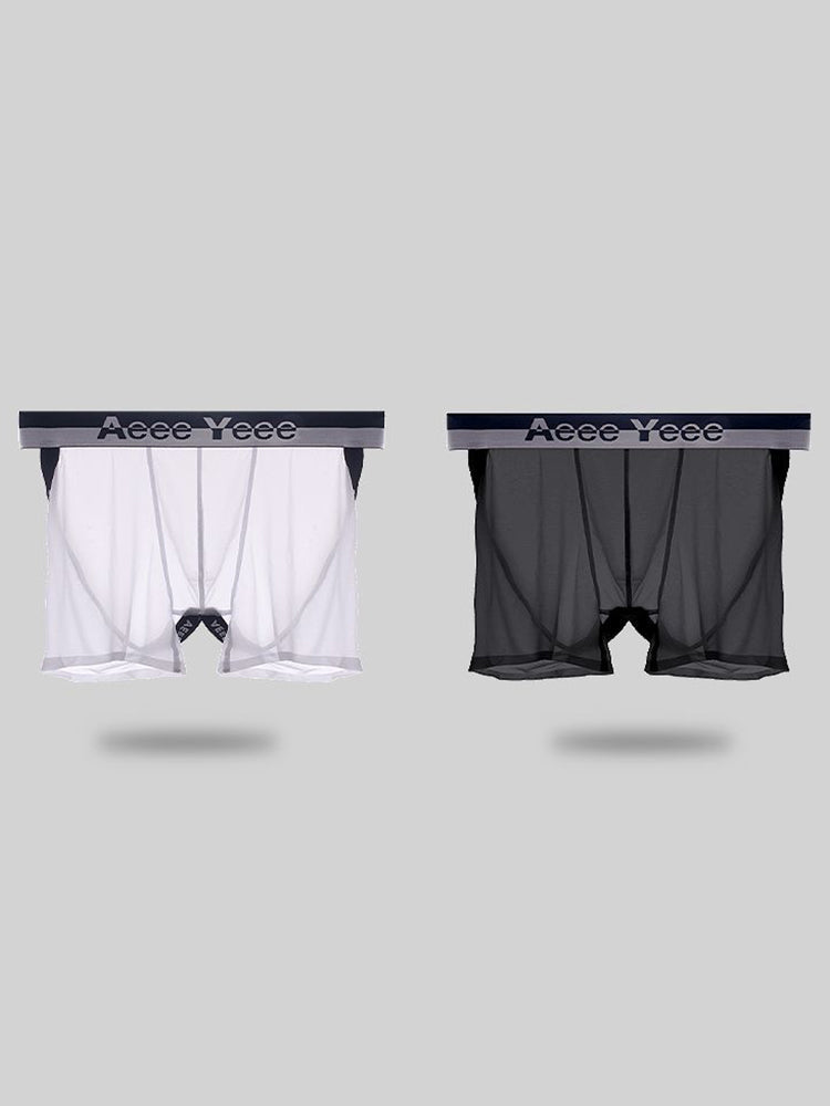 Men's Ice Silk Hip Hollow Mesh Boxer Briefs | dmunderwear detail image 4