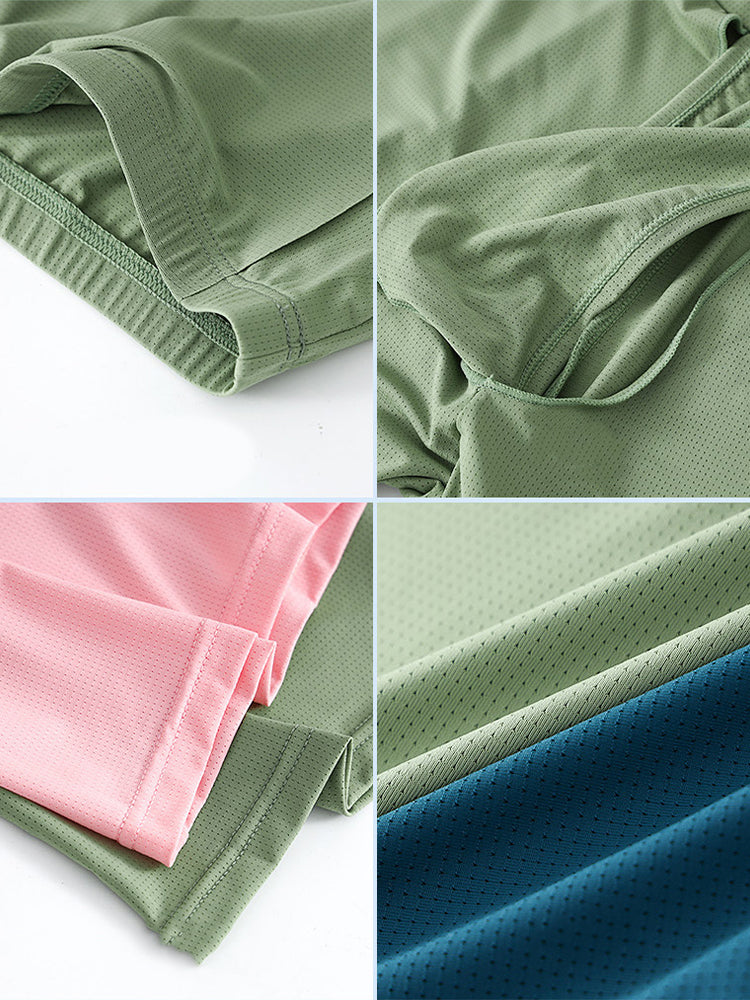 Men's Ice Silk Raised Opening Culottes Mesh Plus Length Boxer Briefs | dmunderwear detail image 11