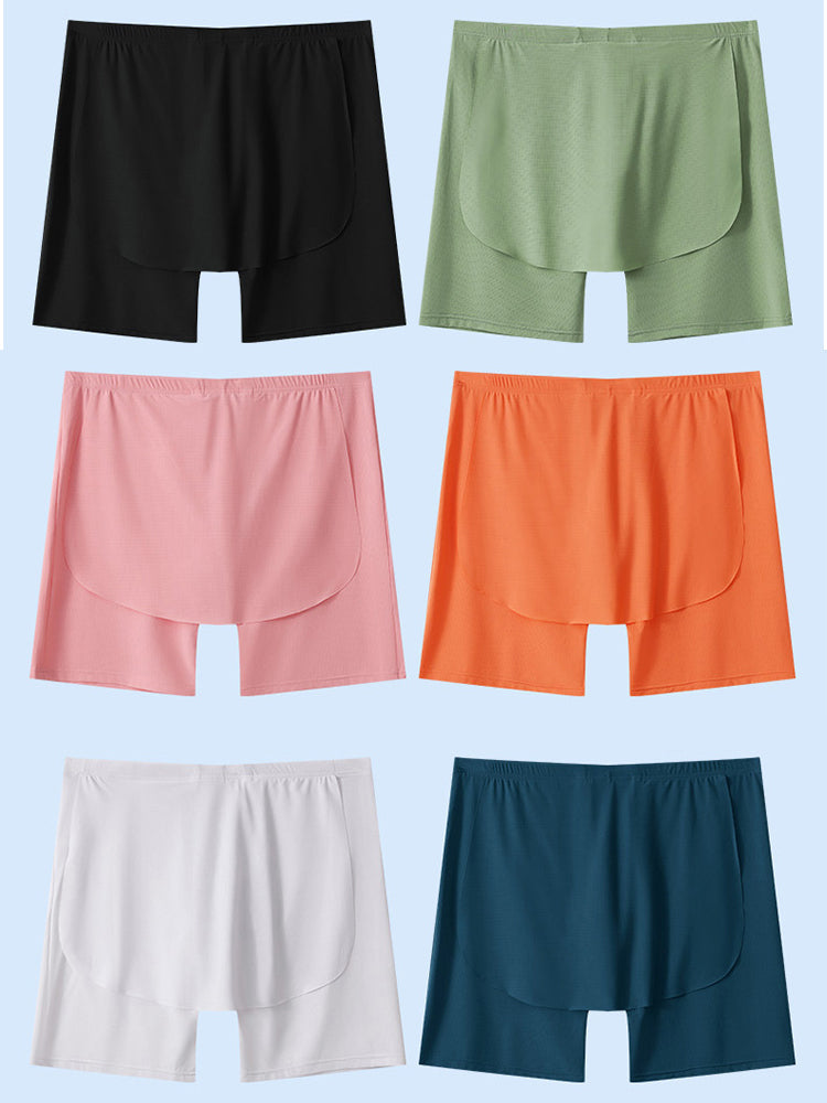 Men's Ice Silk Raised Opening Culottes Mesh Plus Length Boxer Briefs | dmunderwear detail image 13