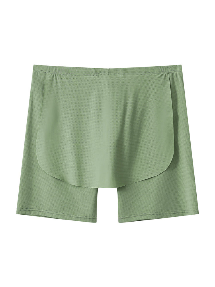 Men's Ice Silk Raised Opening Culottes Mesh Plus Length Boxer Briefs | dmunderwear detail image 15