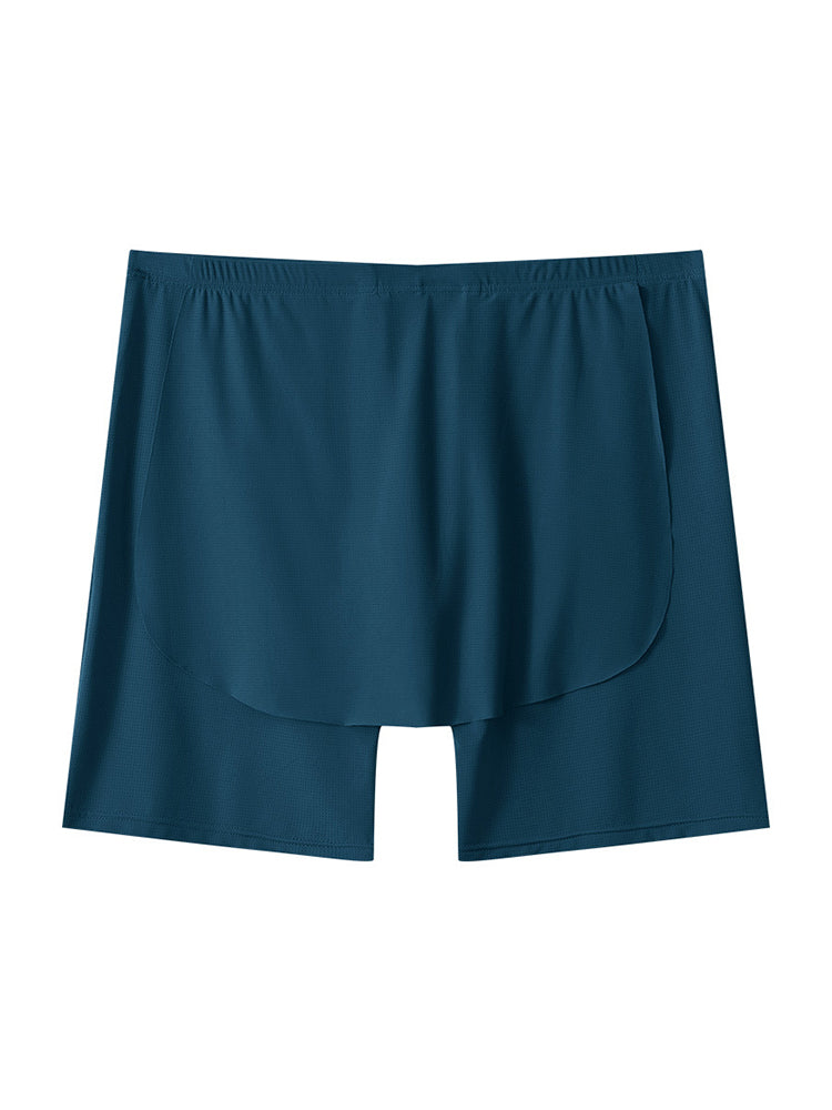 Men's Ice Silk Raised Opening Culottes Mesh Plus Length Boxer Briefs | dmunderwear detail image 16